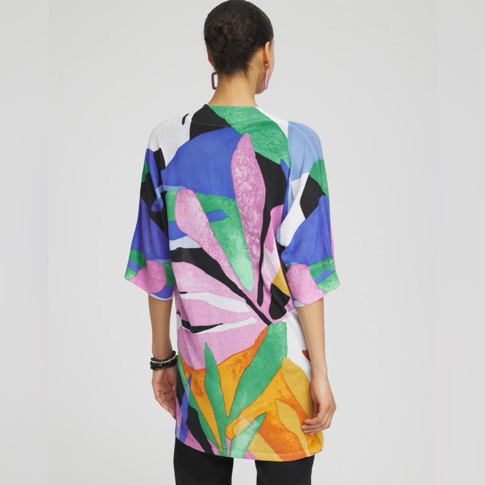 Chicos Summer Romance Tropical Midi Cardigan - Picture 2 of 7